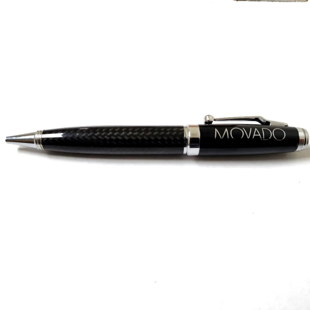 MOVADO Pen (NEW) BLACK & SILVER CARBON FIBER PEN
